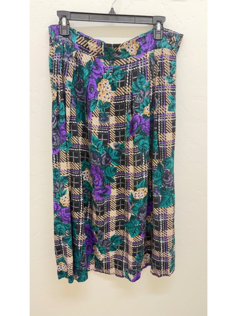 Worthington Rayon Pleated Skirt – Plaid & Floral Print Midi Size 14 - Picture 2 of 6